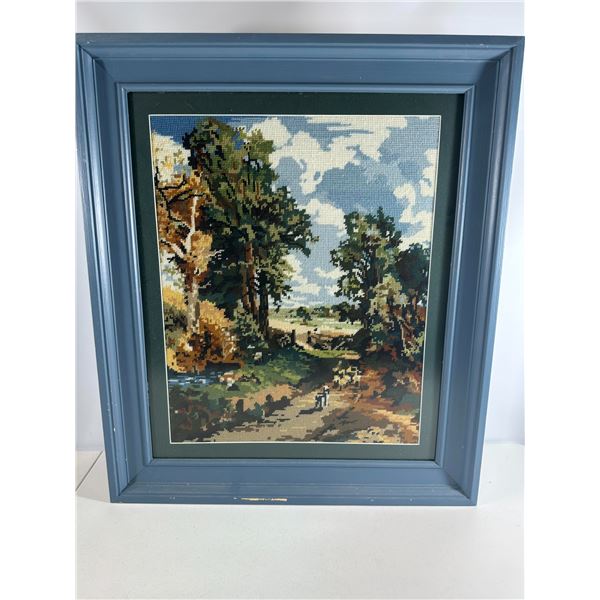 Framed Needlepoint Woodland Path   29"   25"