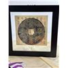 Image 1 : Framed Chinese Coin Art with Calligraphy Background and Tapestry