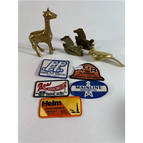 Lot of Brass Animals & Oilfield Company Patches