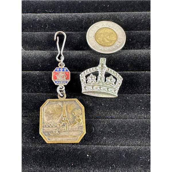 Vintage Souvenir Charms   Eiffel Tower Paris, Royal Crown & Crest
