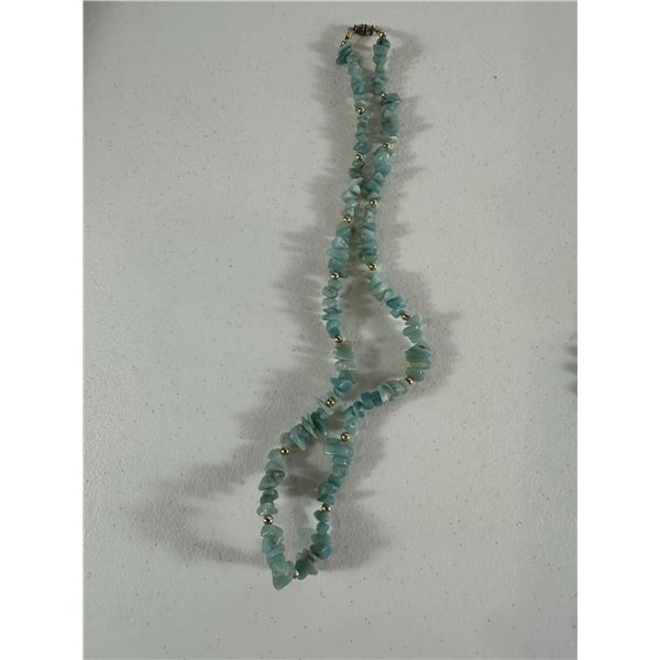 Amazonite Chip Bead Necklace with Gold 'Tone Spacers