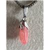 Image 1 : Silver 'Tone Necklace with Pink Glass Teardrop Pendant