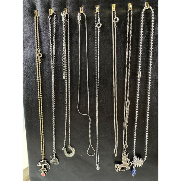 Collection of 8 Vintage & Modern Necklaces – Mixed Charms and Chains