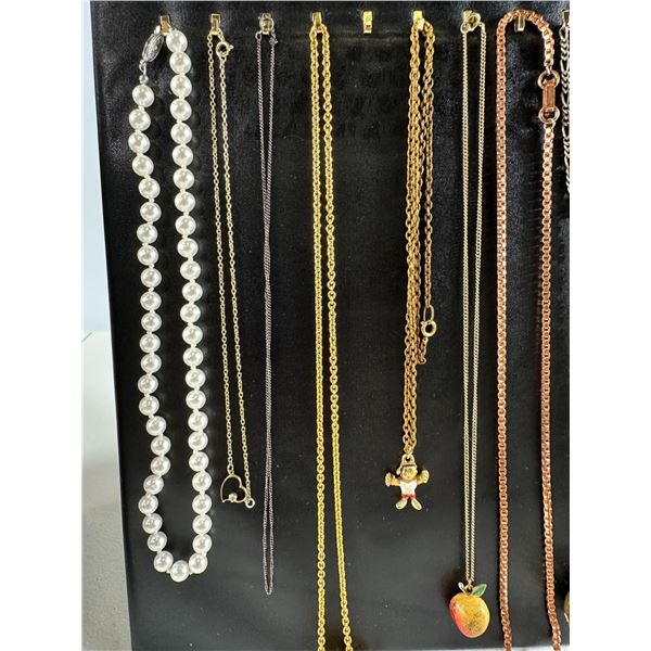 Lot of 8 Vintage Necklaces – Gold & Pearl Mix with Pinocchio and Apple Charms