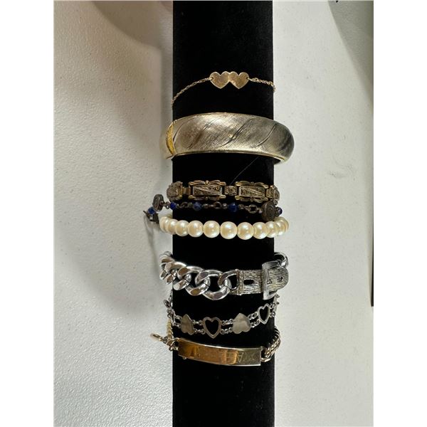 Lot of 7 Vintage & Modern Bracelets – Mixed Metals and Styles