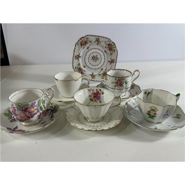 Five Teacup & Saucer Duos with Square Dessert Plate   Mixed Makers