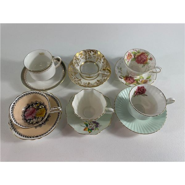 Six Assorted Vintage Teacup & Saucer Duos