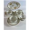 Image 1 : Limoges Three Teacup/Saucer Duos with Oval Platter