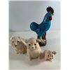 Image 1 : Vintage Rooster Figurine with Three Pig Containers/Shaker