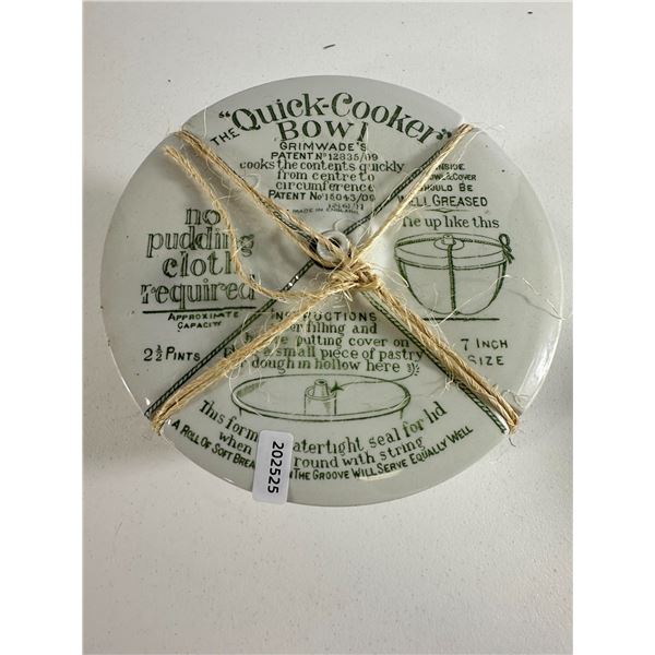 Antique Grimwade s 'Quick Cooker' Pudding Bowl   Made in England