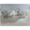 Image 1 : Fenton Silvercrest Handled Basket Dish & Pressed Glass Toothpick