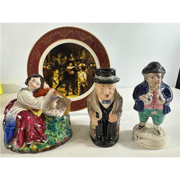 Figurines & 'Night Watch' Plate with Toby 'Style Characters   Mixed Lot