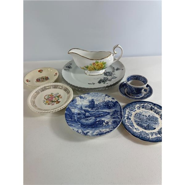 Assorted Vintage Decorative Plates & China – Blue Transferware & Floral Mix