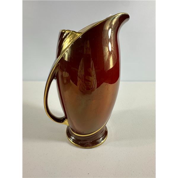 Copper Luster Tall Pitcher   Gilt Accents