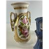 Image 3 : Assorted Decorative Ceramics   Floral Vase, Blue Clock, Couple Figurine & Ribbed Glass Jar
