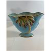Image 4 : Blue Palm Tree Motif Vase with Gilt   Footed