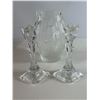 Image 1 : Frosted Art Glass Vase with Classical Figures & Pair of Crystal Candlesticks