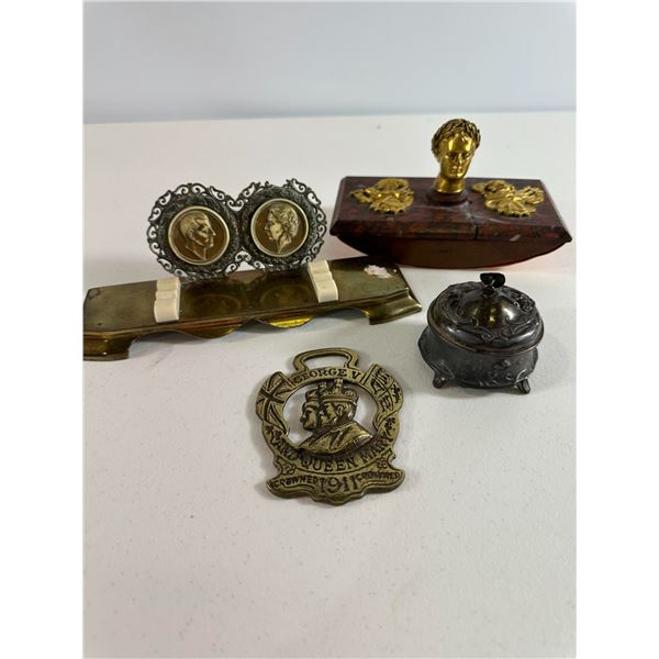 Collection of Antique Desk & Royal Memorabilia Items – Mixed Metals