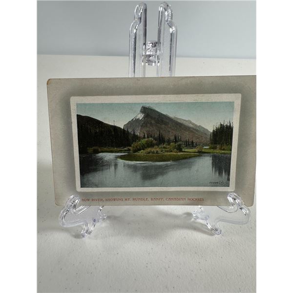 Antique Postcard   Bow River with Mt. Rundle, Banff, Canadian Rockies