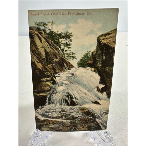 Antique Postcard   Ragged Rapids, Crane Lake, Parry Sound, Ontario