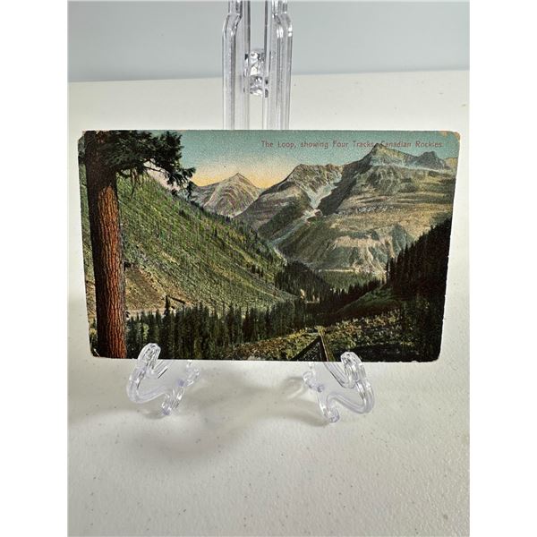 Antique Postcard   The Loop, Four Tracks, Canadian Rockies