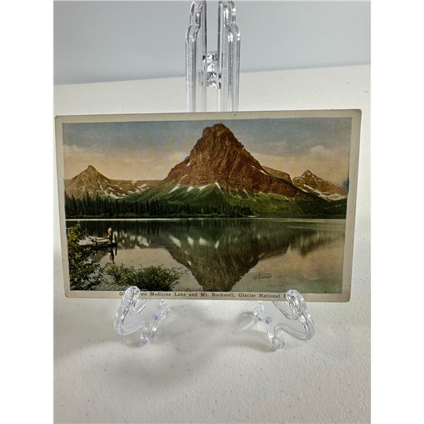 Antique Postcard   Two Medicine Lake & Mt. Rockwell, Glacier National Park