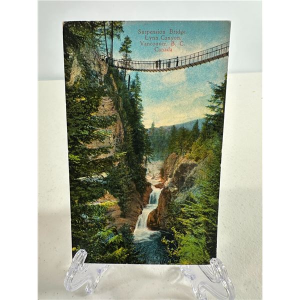 Antique Postcard   Suspension Bridge, Lynn Canyon, Vancouver, B.C.