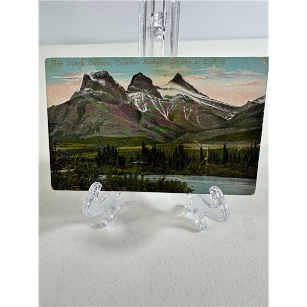 Antique Postcard   The Three Sisters, Canmore, Canadian Rockies (C.P.R. Line)