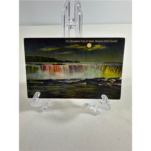 Antique Postcard   Horseshoe Falls at Night, Niagara Falls, Canada