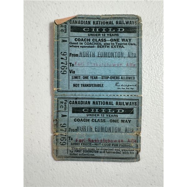 1959 Canadian National Railways Ticket Stub   North Edmonton, Alberta