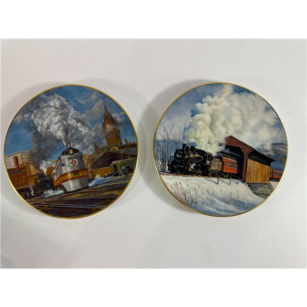 Set of Vintage Train Art Plates - Ted Xaras