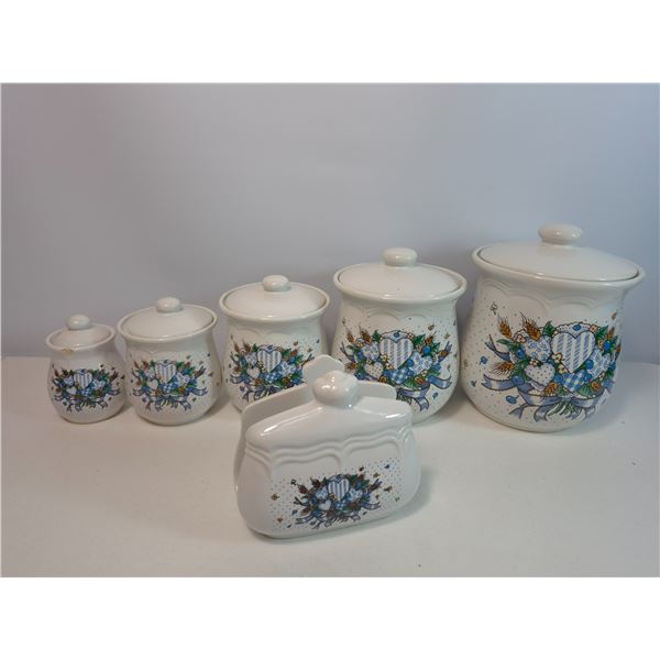 Blue Heart Pattern Kitchen Canister Set