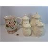 Image 1 : Vintage Cream Ceramic Canister and Pitcher Lot