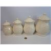 Image 2 : Vintage Cream Ceramic Canister and Pitcher Lot