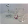 Image 1 : Cut Glass Stemware and Tiered Serving Tray Lot
