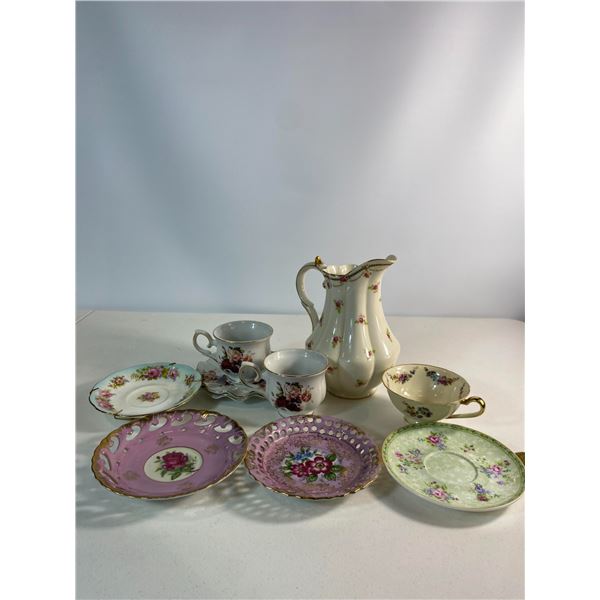 Assorted Vintage Floral Dishes & Pitcher