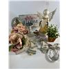 Image 1 : Angel Figurine, Floral Arrangement, and Welcome Sign Lot