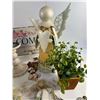 Image 5 : Angel Figurine, Floral Arrangement, and Welcome Sign Lot