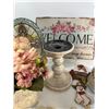 Image 7 : Angel Figurine, Floral Arrangement, and Welcome Sign Lot