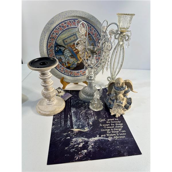Decorative Plate, Angels & Candleholder Group