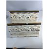 Distressed White & Wood Wall Shelf