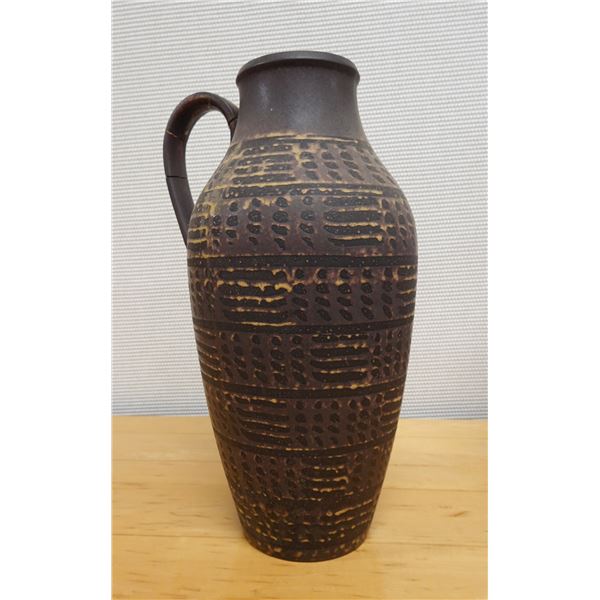 Textured Ceramic Pitcher w/ Handle Made in W. Germany Marked 1514-50 (handle cracked) 8" Dia, 19"H