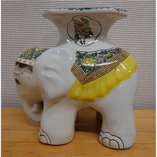 Ceramic Elephant Plant Stand w/ Maker's Tag 16" x 14"H