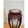 Image 2 : Carved Wooden Octagon Shaped Table w/ Stone Top 12" Dia, 36"H