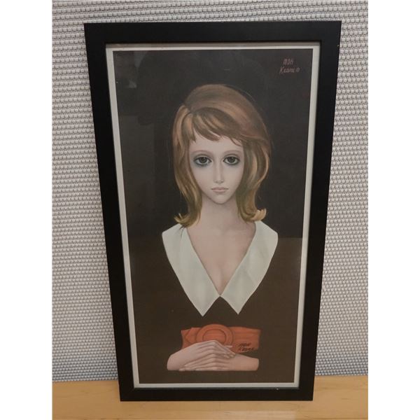 Female Portrait Artwork by MDH Keane, Framed 12" x 22"
