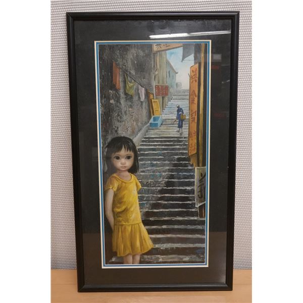 Girl on Stairs Artwork by Keane, Framed 20" x 35"