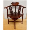Image 1 : Carved Wooden Chinese Corner Chair 21" x 20" x 33"H (cracked)