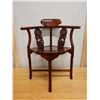 Image 2 : Carved Wooden Chinese Corner Chair 21" x 20" x 33"H (cracked)