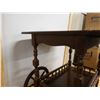 Image 10 : Vintage Wooden Drop-Leaf Tea Cart on Wheels w/ Undershelf 32" x 19" (folded - leaf is 10" each) x 28