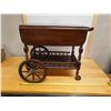 Image 14 : Vintage Wooden Drop-Leaf Tea Cart on Wheels w/ Undershelf 32" x 19" (folded - leaf is 10" each) x 28